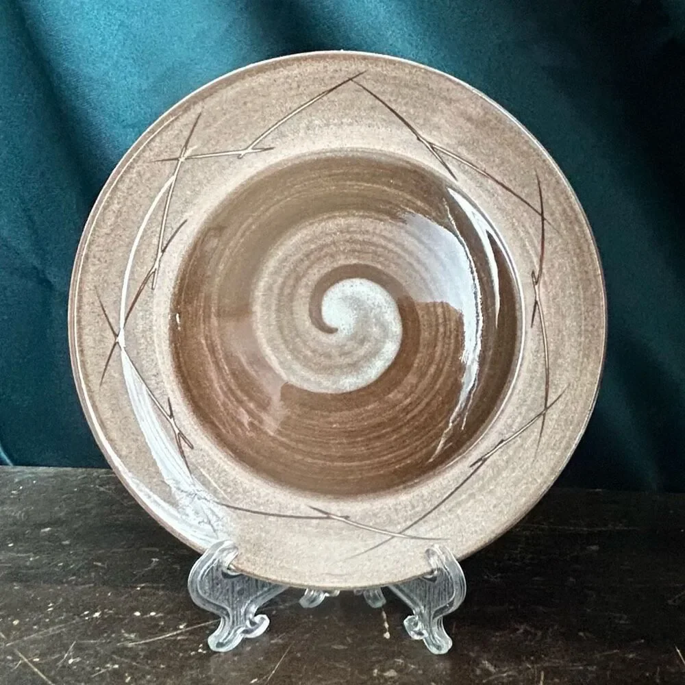 Santa Anita Ware Vreni Brown Swirl Mid Century Bread Plates Set of 4